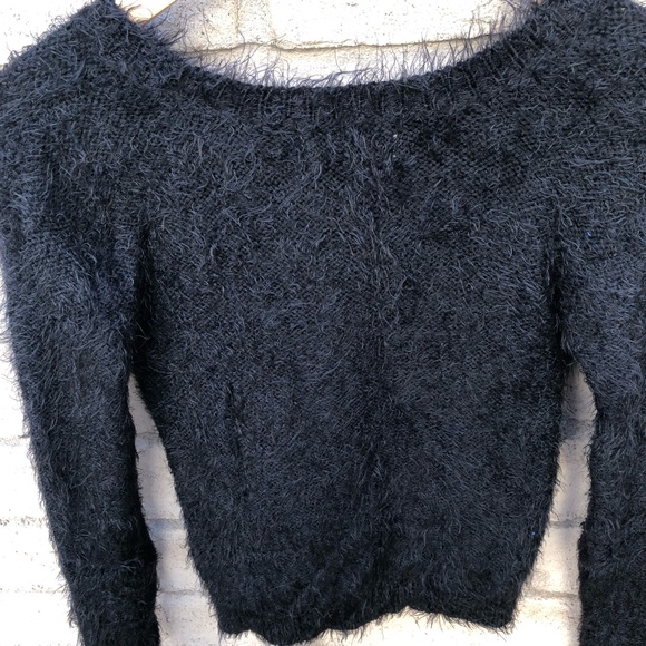 Furry soft fuzzy black sweater - Picture 3 of 5